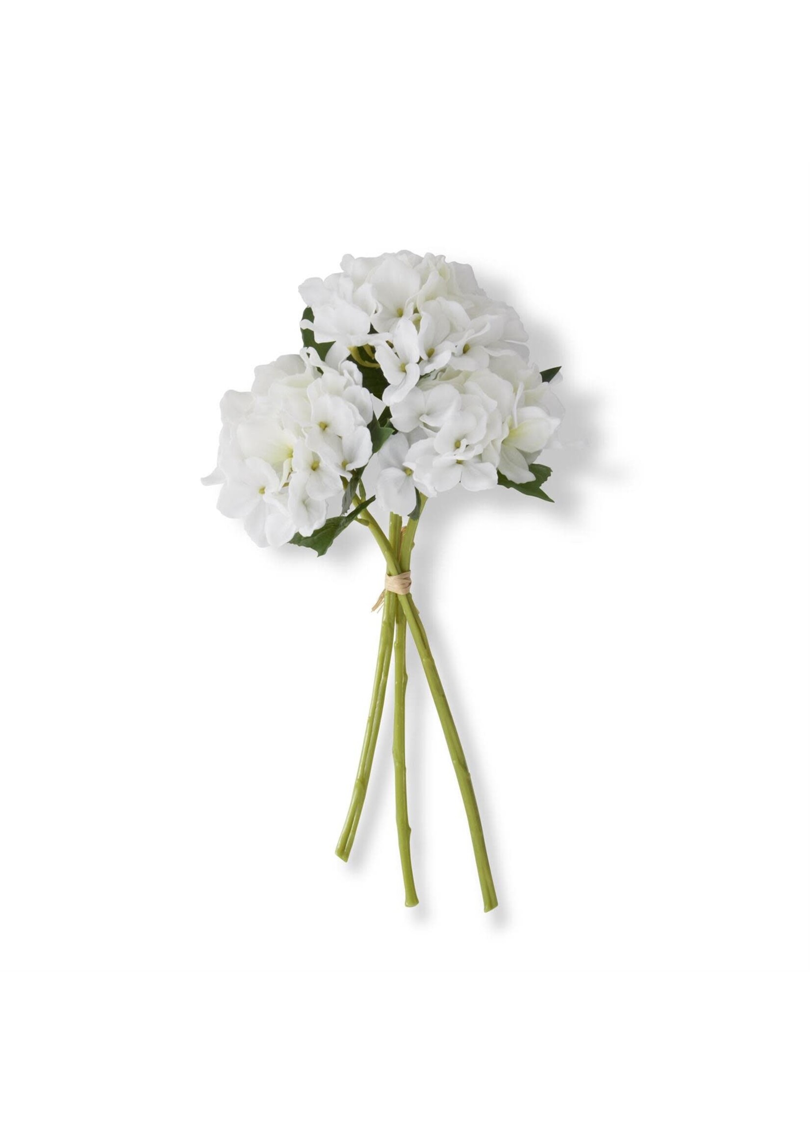 15 Inch White Real Touch Hydrangea Bundle (3 Stems)