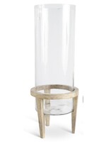 25.5 Inch Glass Cylinder with 3 Leg Wood Stand