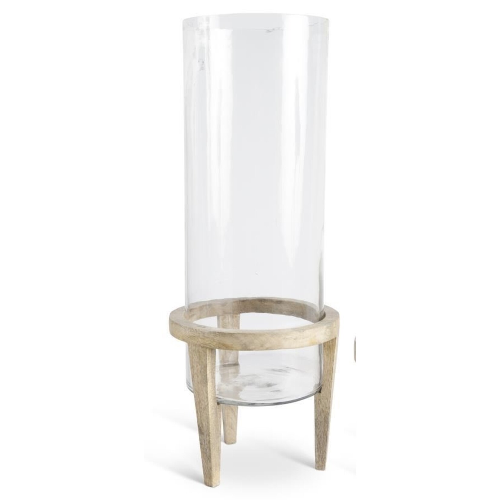 25.5 Inch Glass Cylinder with 3 Leg Wood Stand