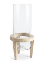 17.5 Inch Glass Cylinder with 3 Leg Wood Stand