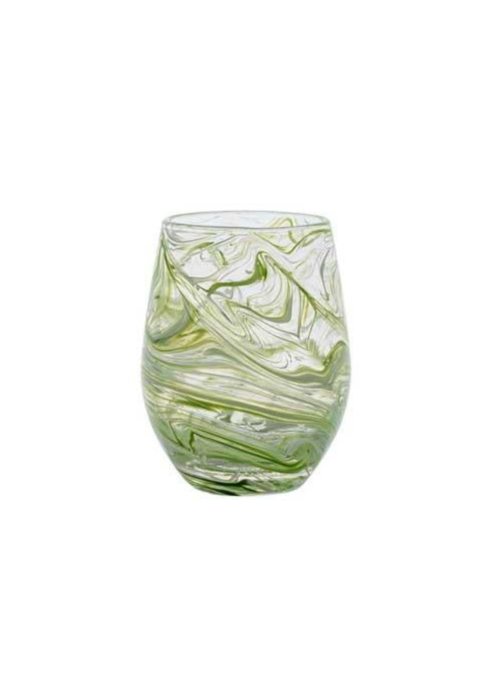 Juliska Puro Marbled Stemless Wine Glass - Green