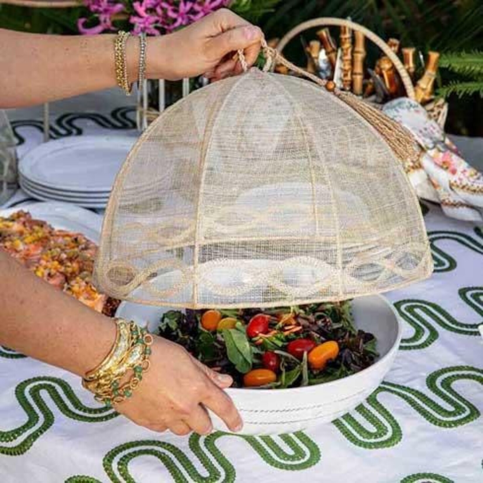 Juliska Tuileries Garden Mesh Round Food Cover Set/2pc - Natural