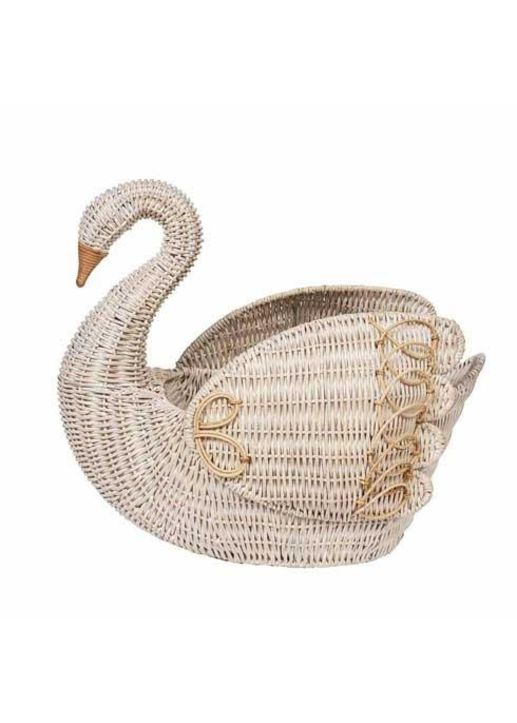 Juliska Provence Rattan Medium Swan Basket - Whitewash