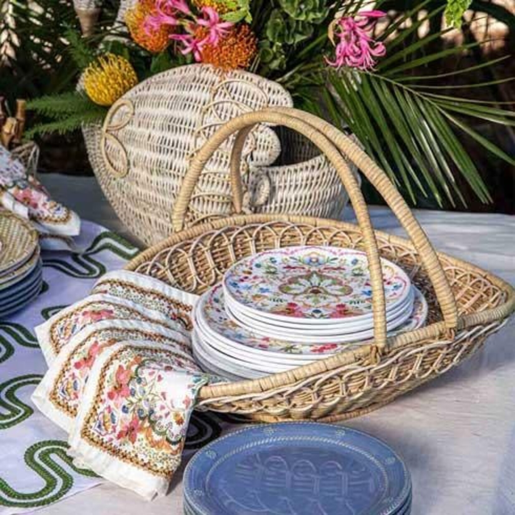 Juliska Provence Rattan Gathering Basket - Whitewash
