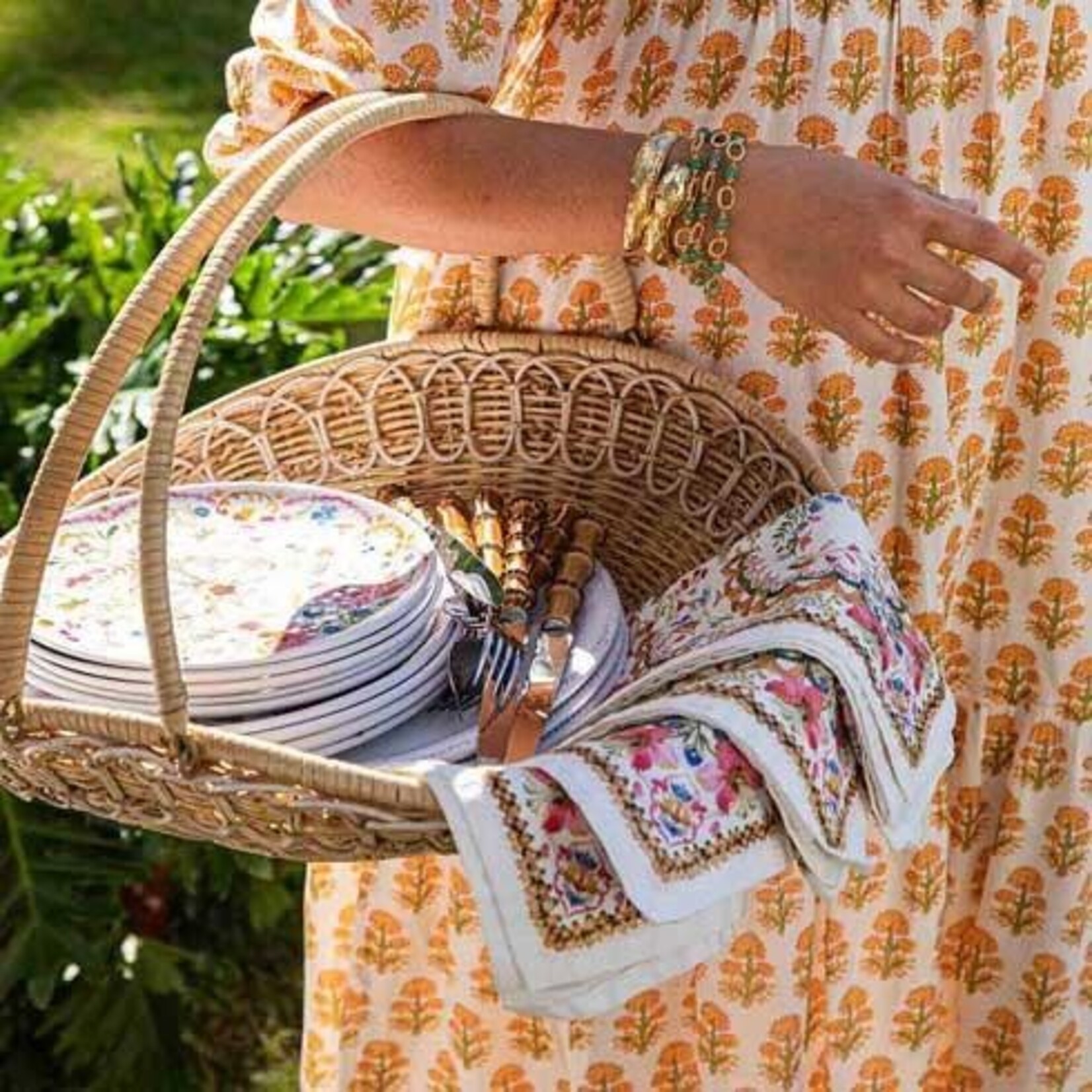 Juliska Provence Rattan Gathering Basket - Whitewash