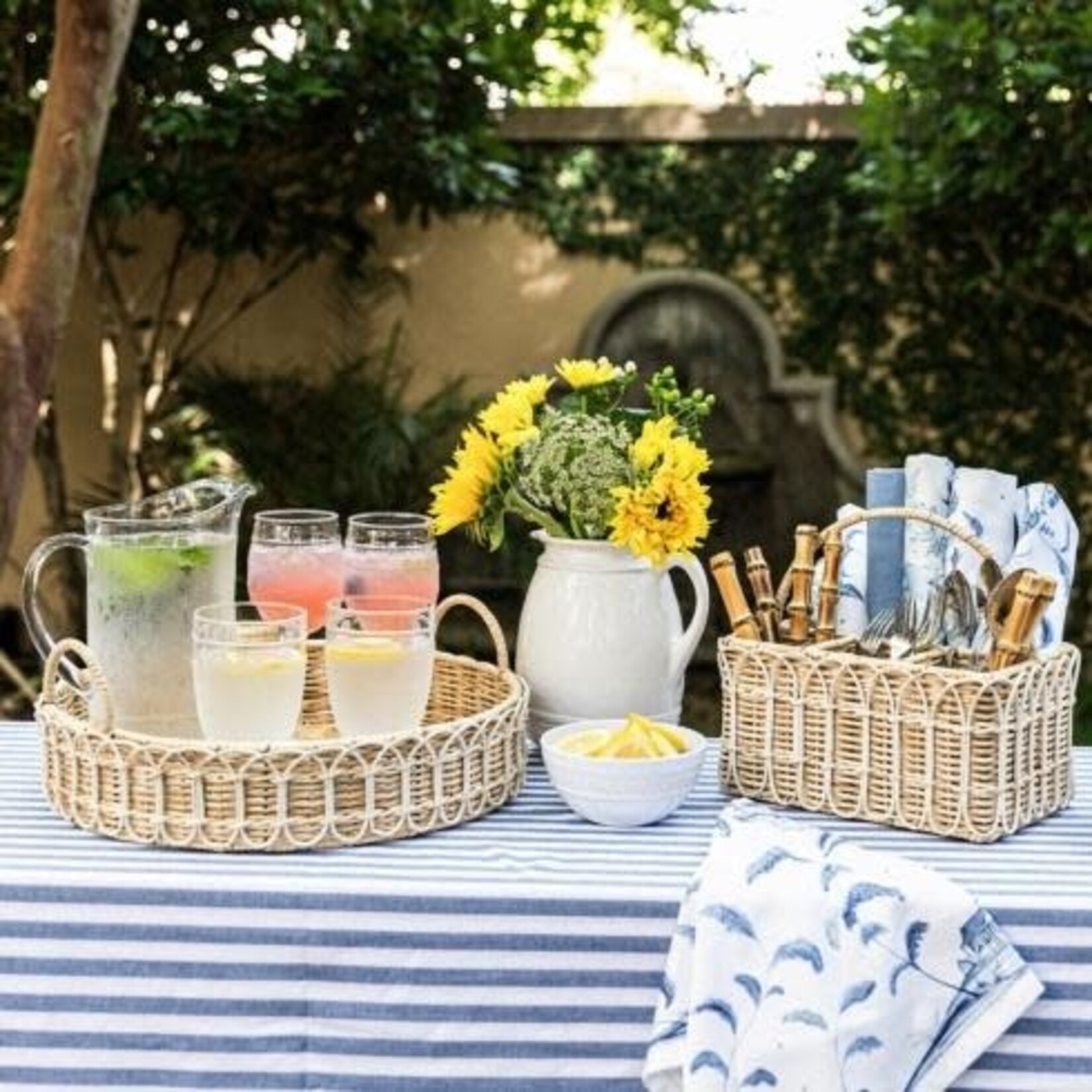 Juliska Provence Rattan 16" Circle Tray - Whitewash