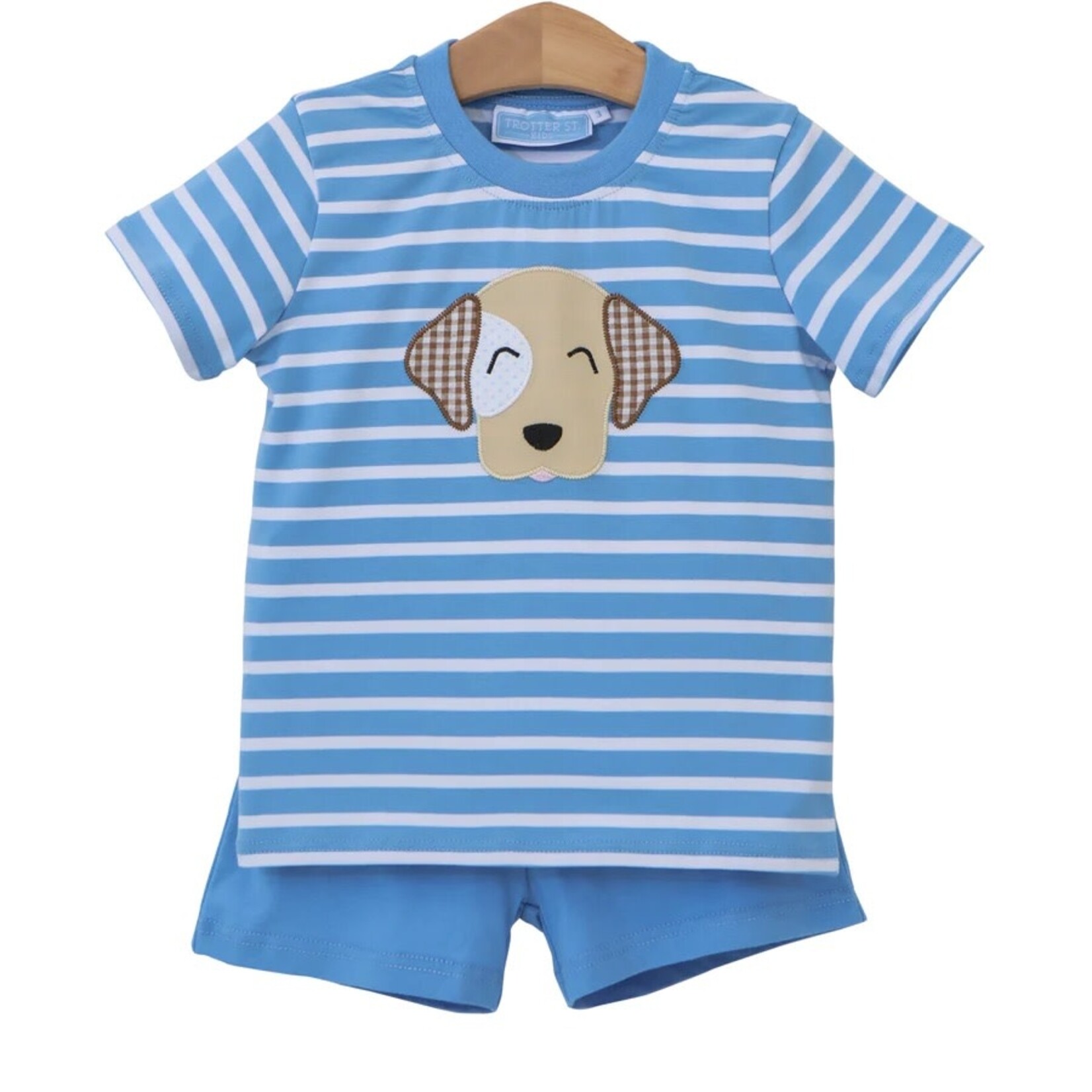 Trotter Street Kids Puppy Short Set, Blue