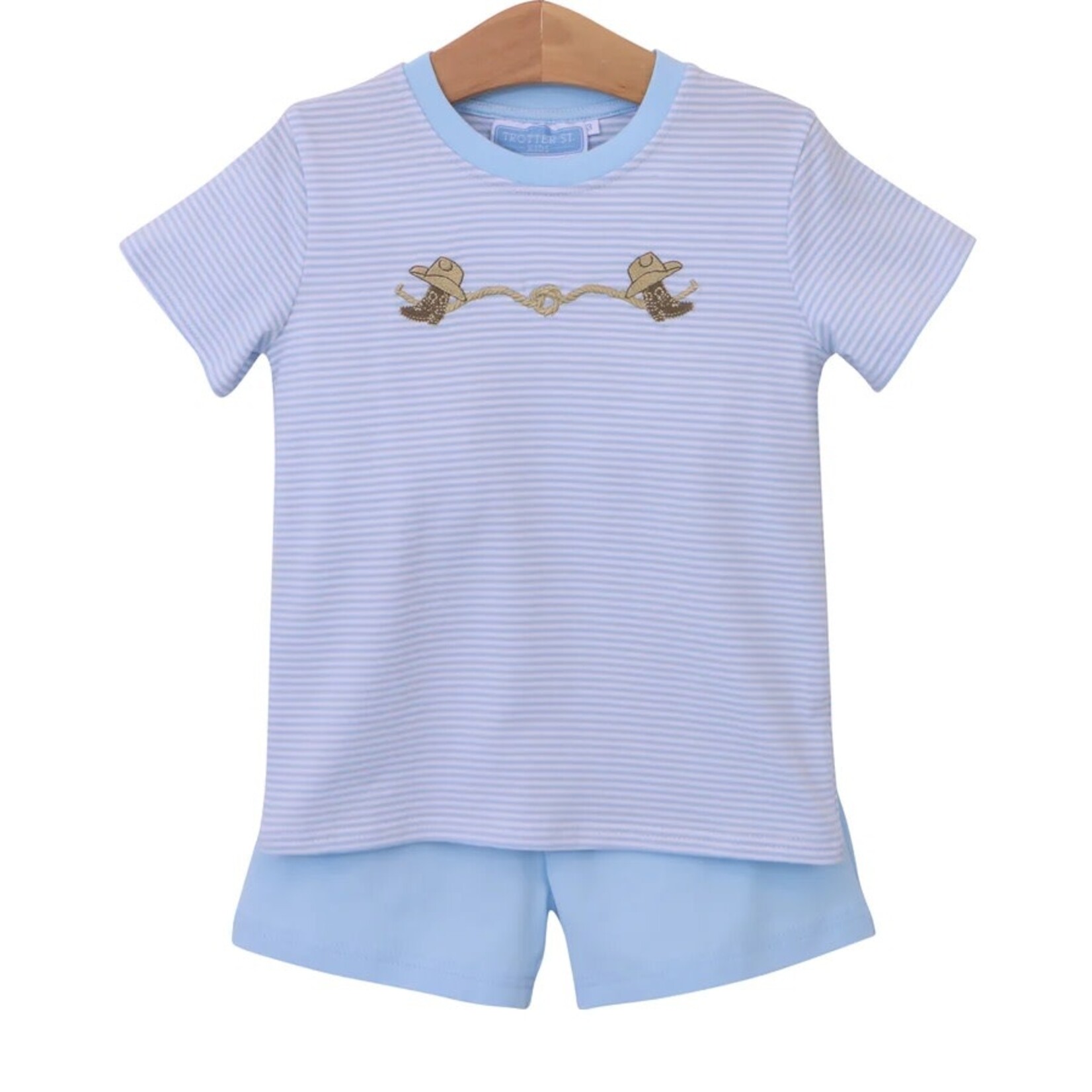 Trotter Street Kids Rodeo Short Set, Blue