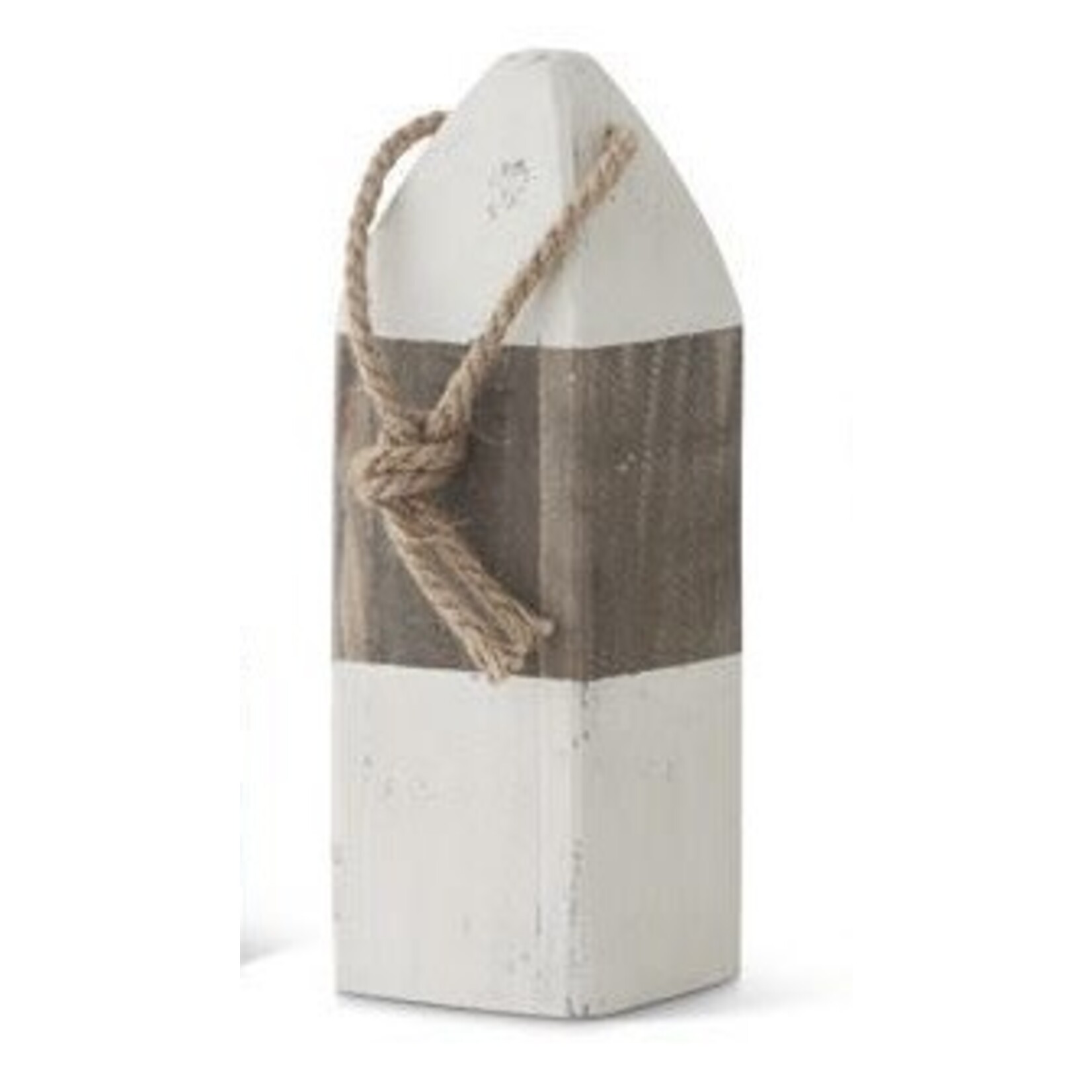 Gray and White Wooden Buoy - M