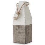 Gray and White Wooden Buoy - L