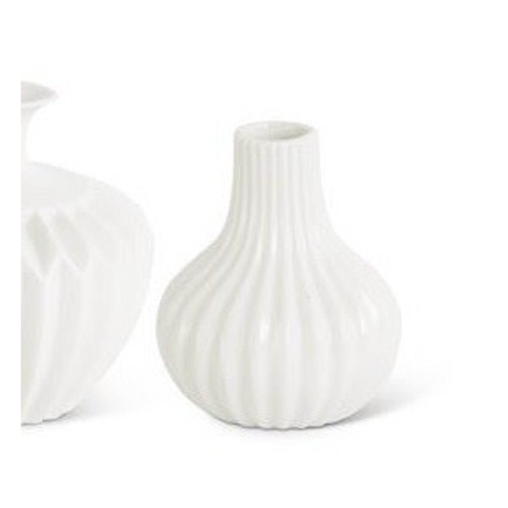 5.75 Inch White Porcelian Accordion Vase
