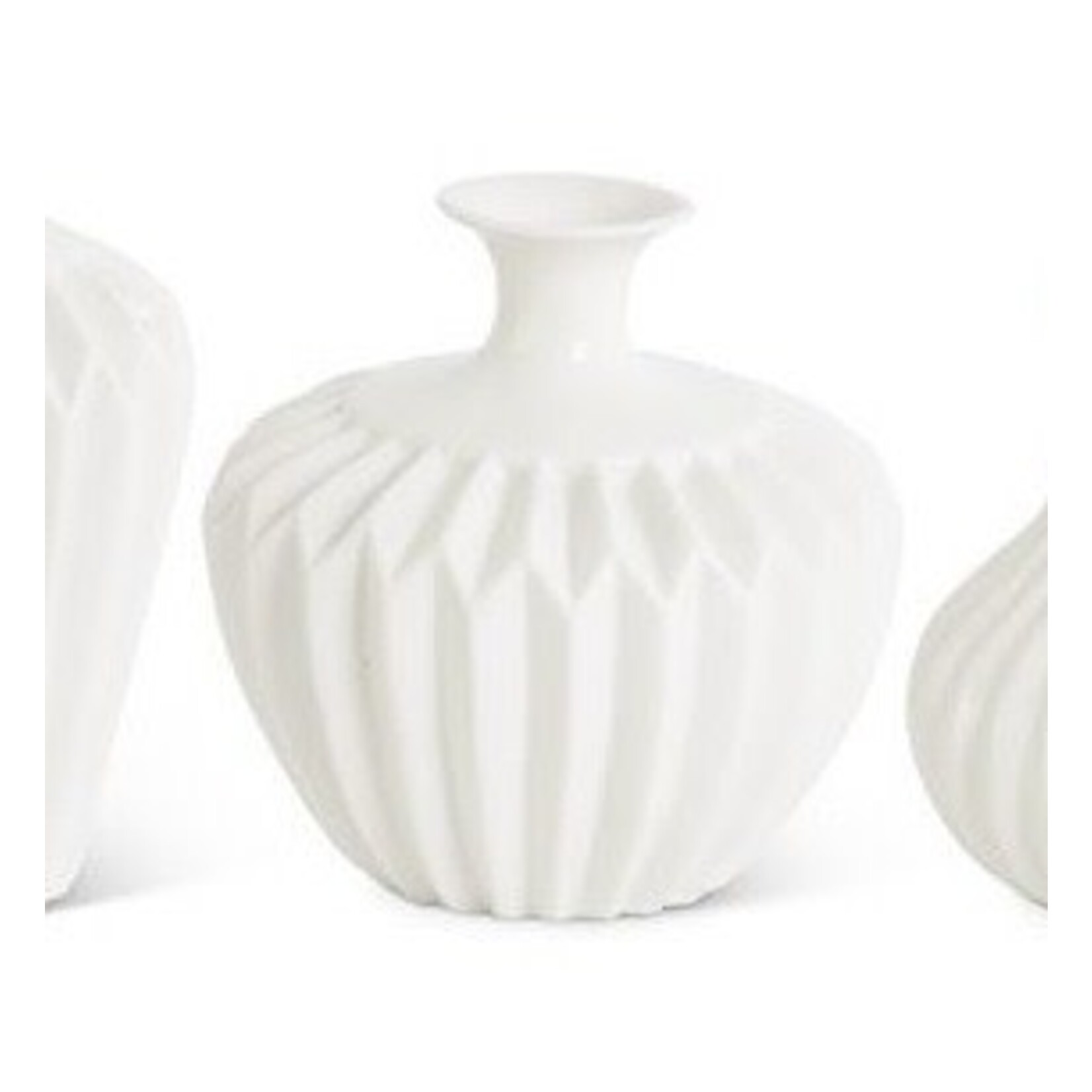 6.25 Inch White Porcelian Accordion Vase