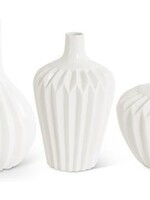 7.75 Inch White Porcelian Accordion Vase
