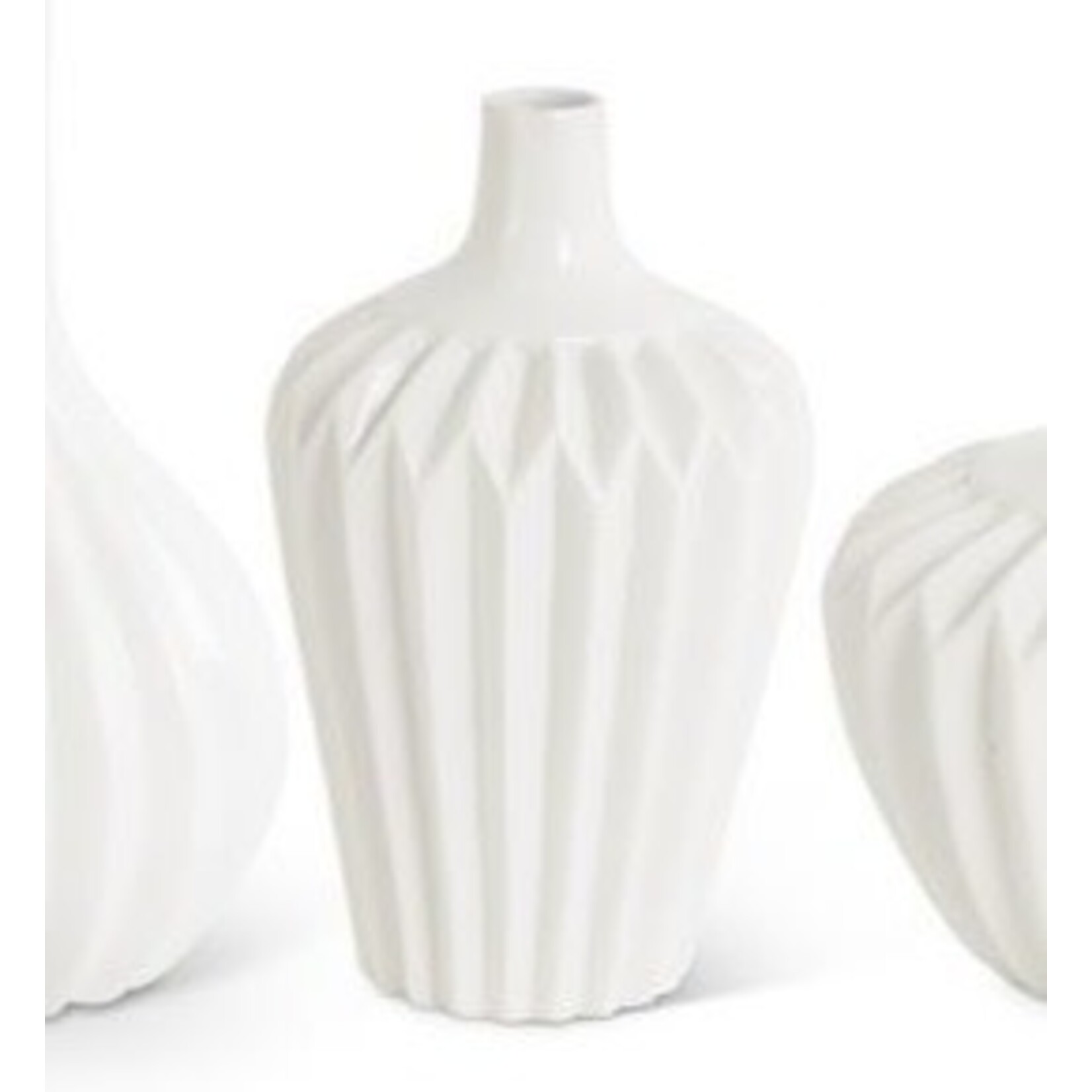 7.75 Inch White Porcelian Accordion Vase
