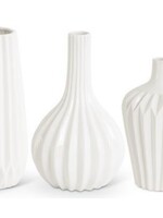 9 Inch White Porcelian Accordion Long Neck Vase