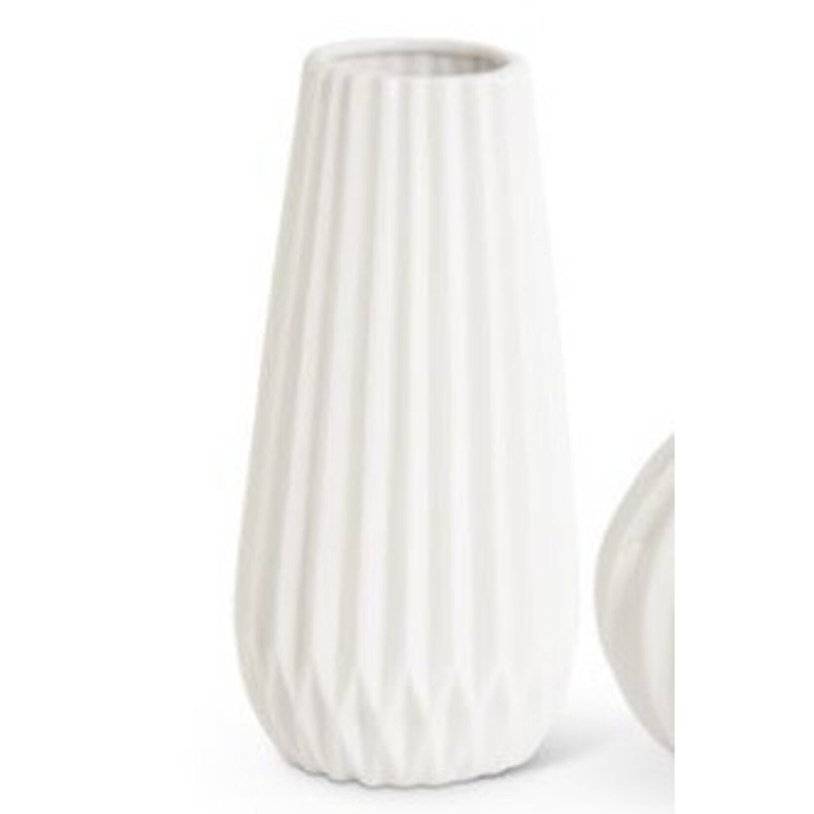 9.25 Inch White Porcelian Accordion Vase