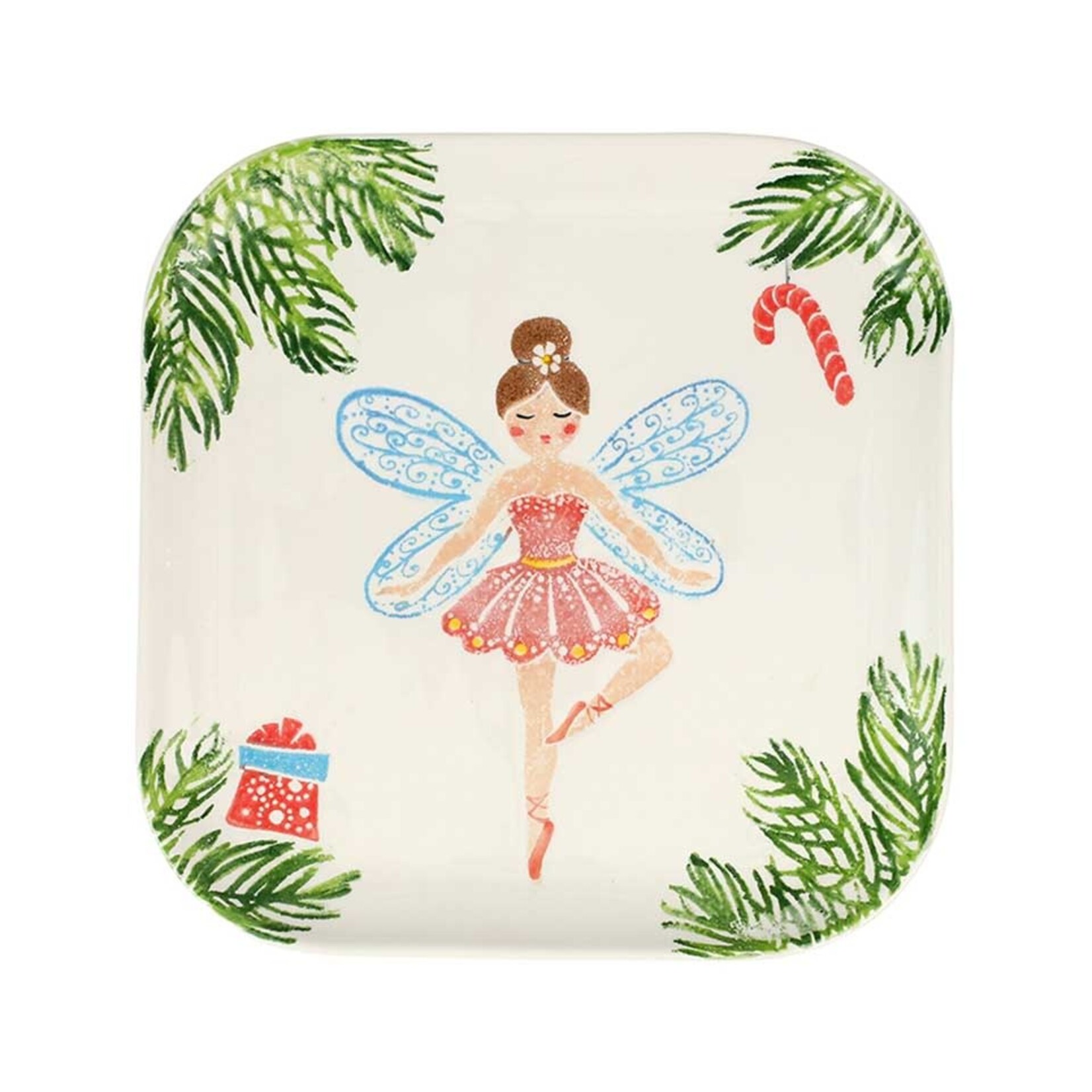 VIETRI Nutcrackers Sugar Plum Fairy Square Platter