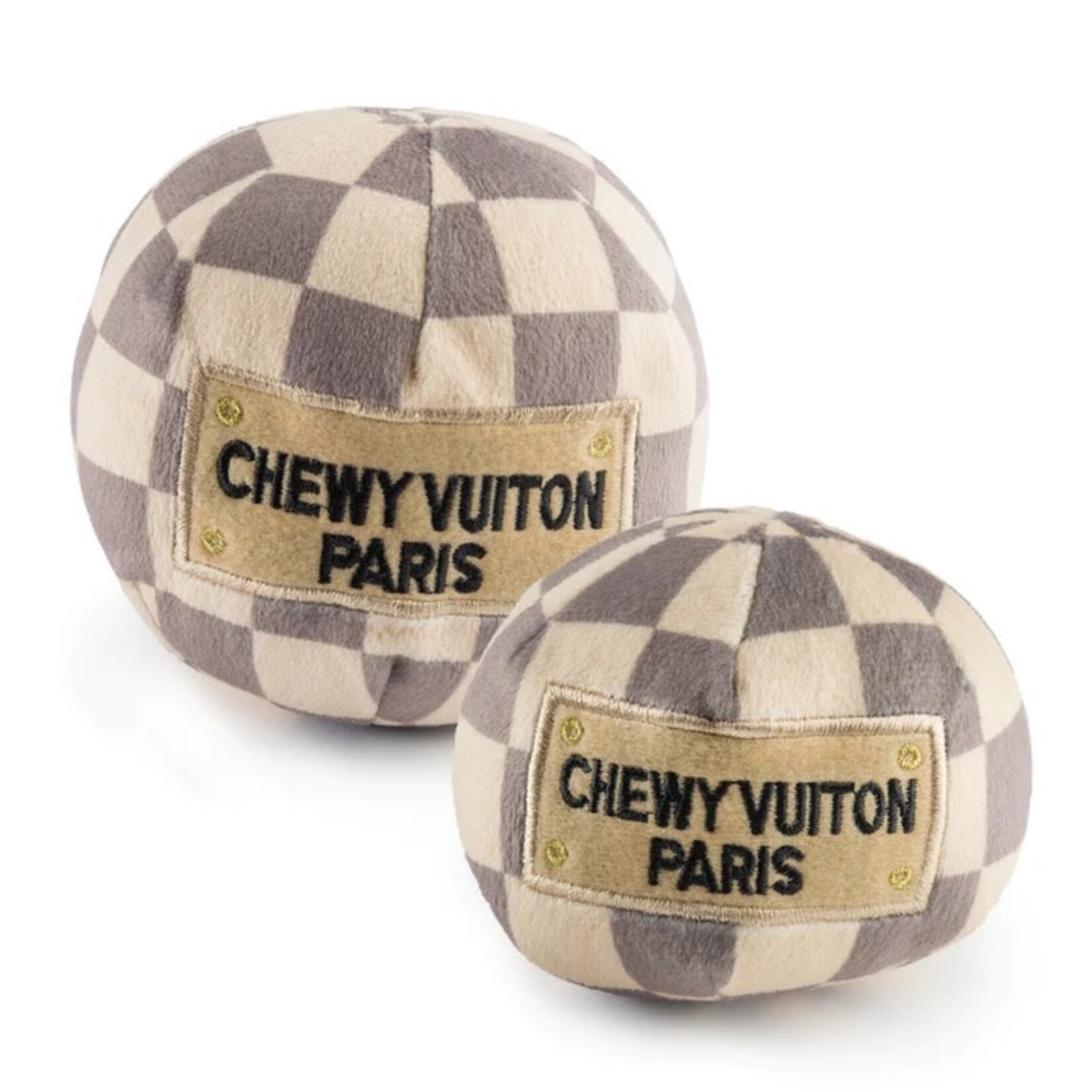 Haute Diggity Dog Checker Chewy Vuiton Ball Squeaker Dog Toy | Small