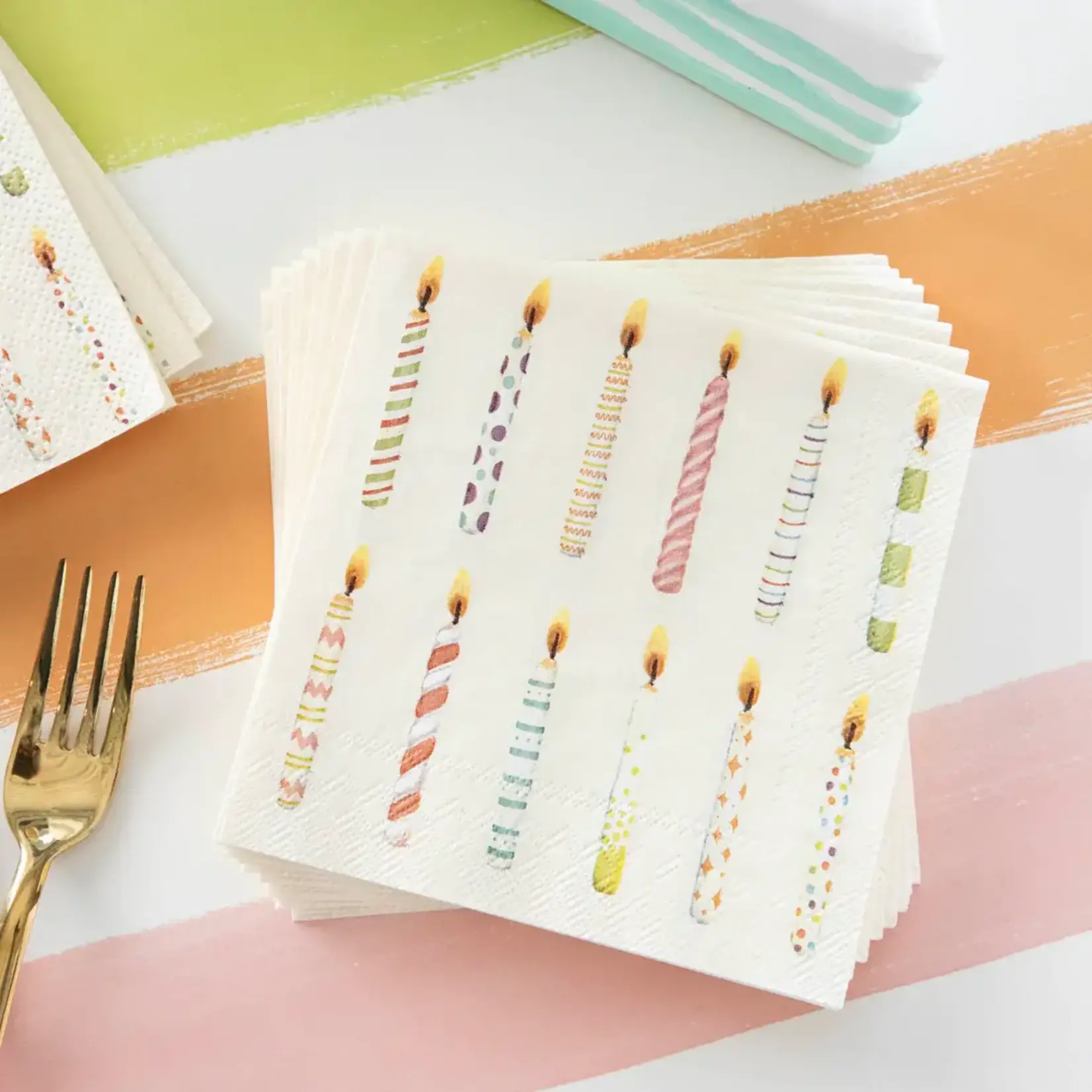 Hester & Cook Birthday Candles Cocktail Napkin - Set of 20