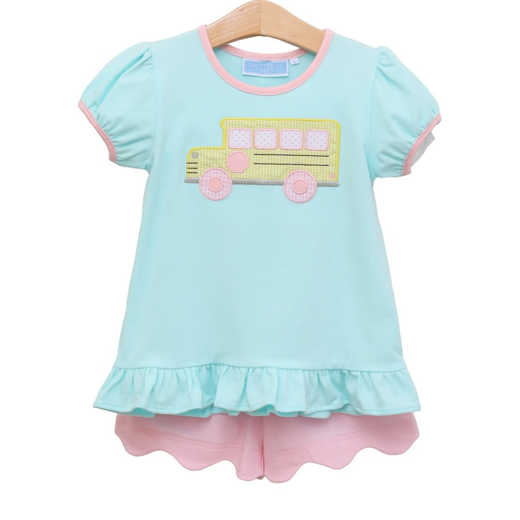 Trotter Street Kids Bus Ruffle Short Set