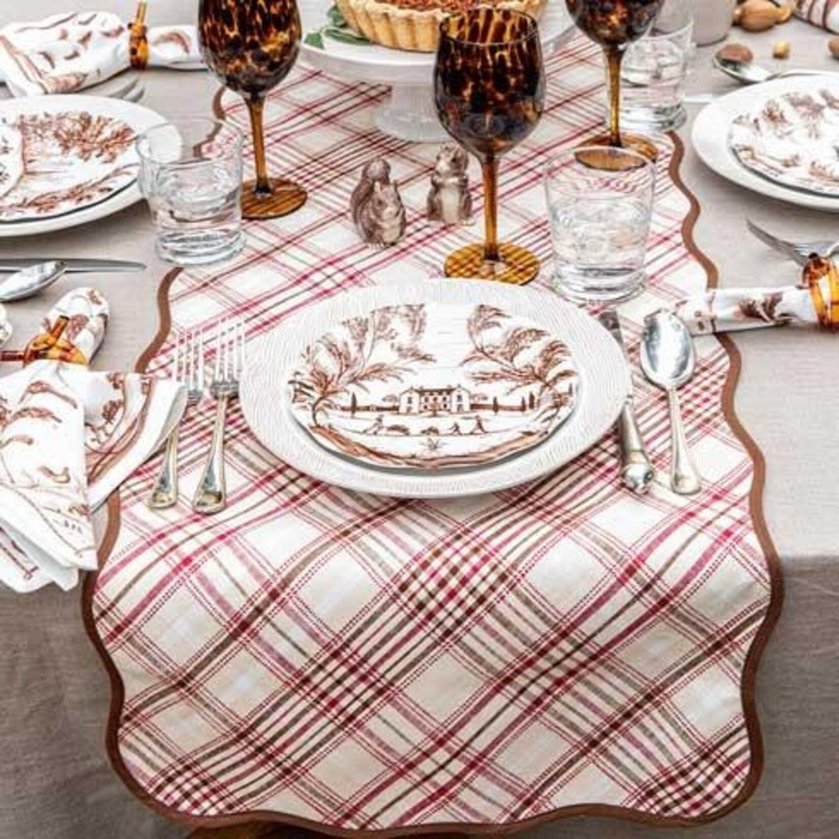 Juliska Harvest Tartan 18" x 90" Runner - Mulberry/Brown