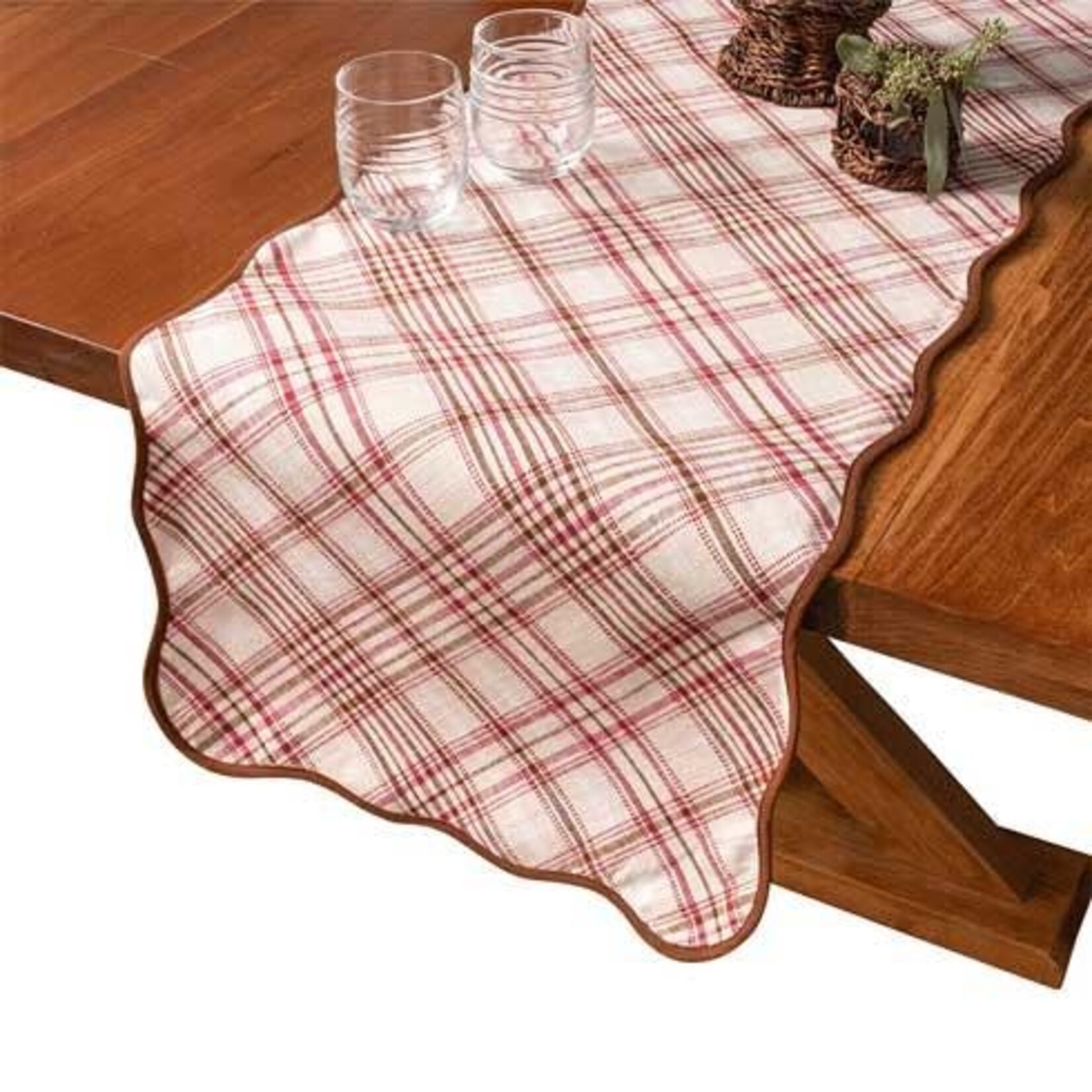 Juliska Harvest Tartan 18" x 90" Runner - Mulberry/Brown