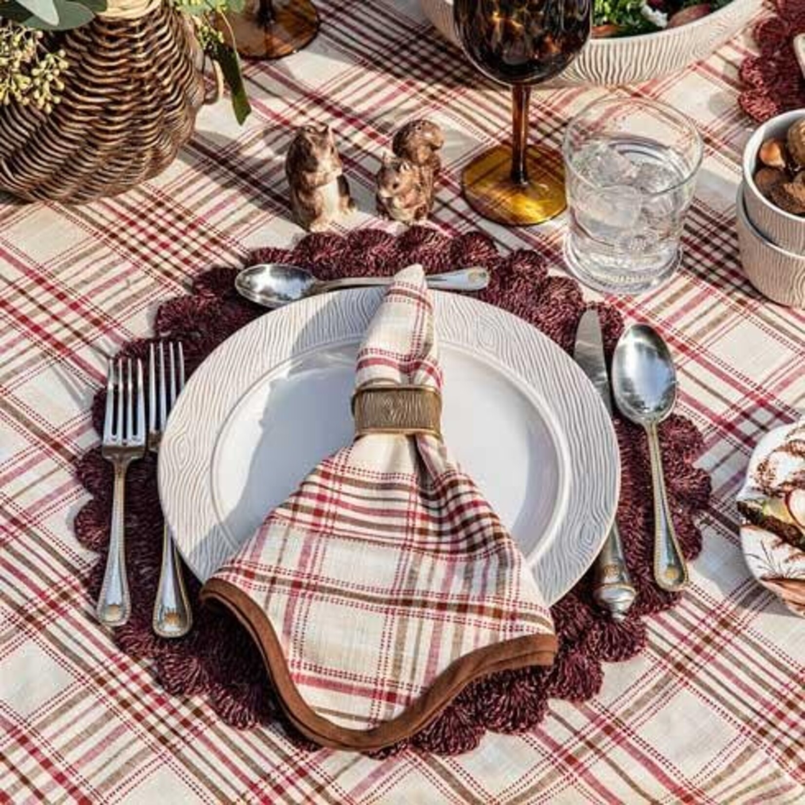 Juliska Harvest Tartan Napkin - Mulberry/Brown