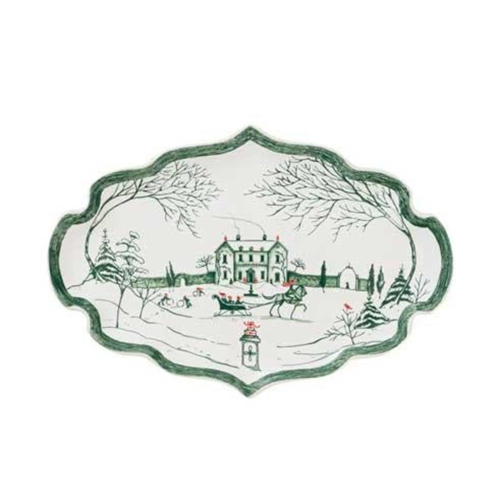 Juliska Country Estate Winter Frolic Gift Tray- Evergreen 7.5 in