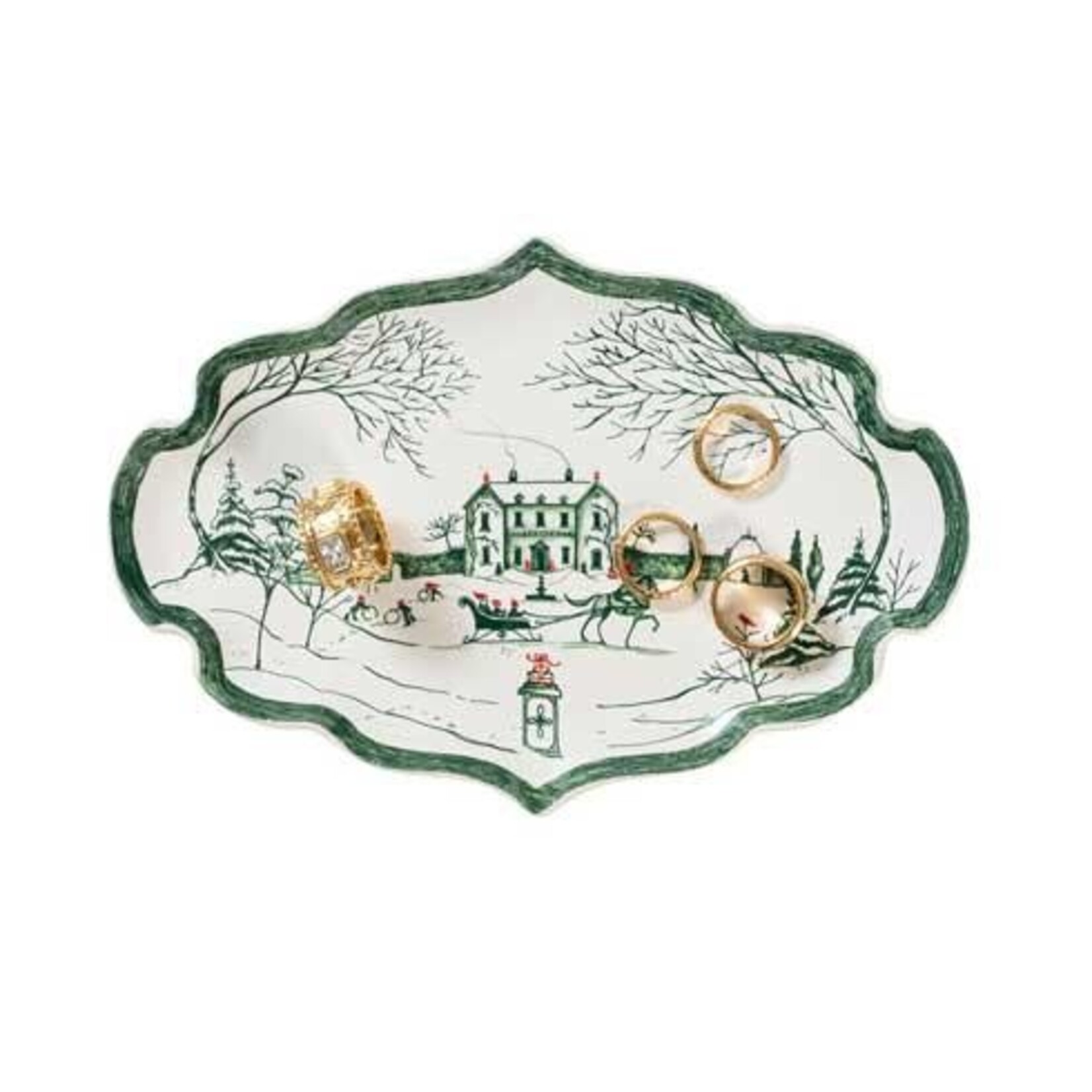 Juliska Country Estate Winter Frolic Gift Tray- Evergreen 7.5 in