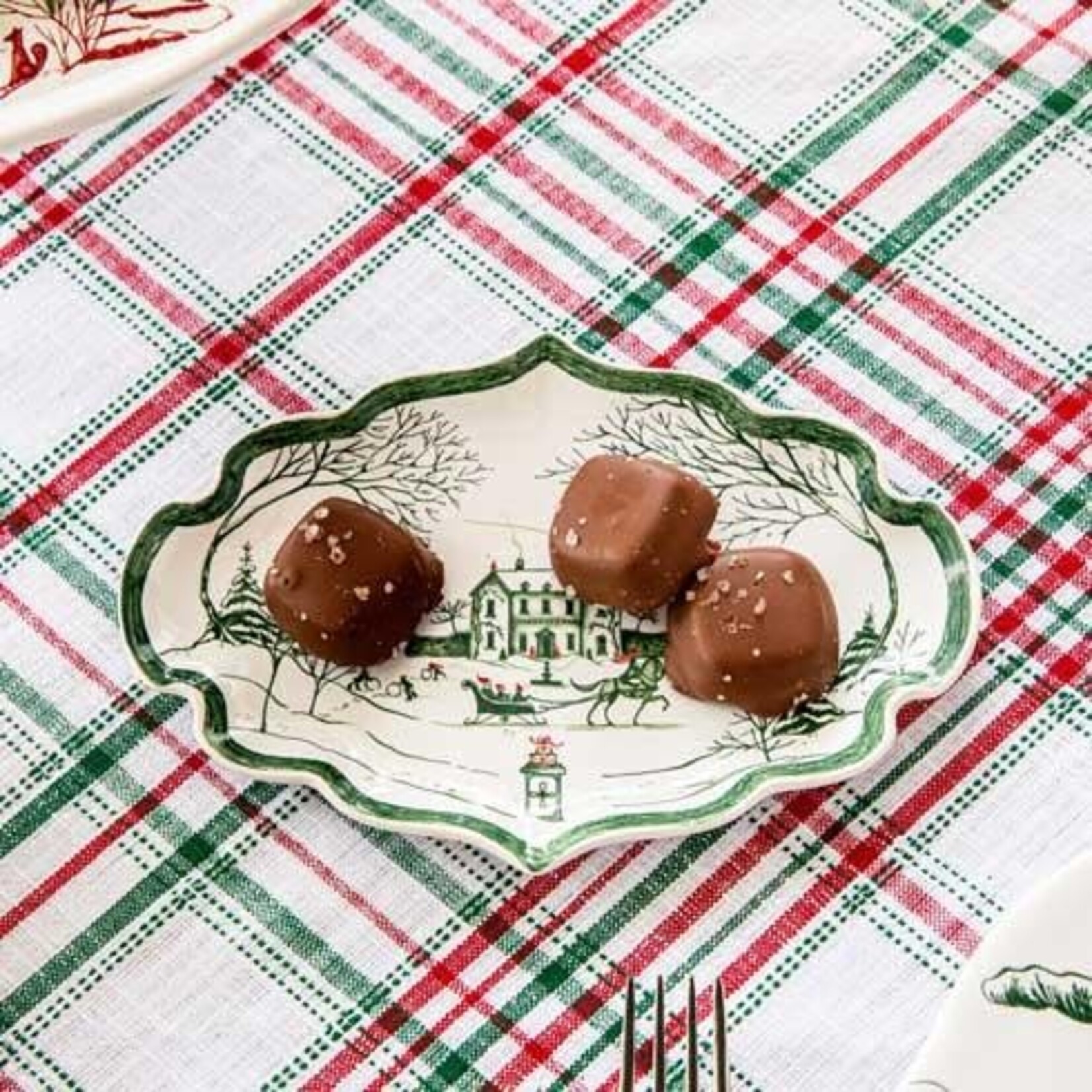 Juliska Country Estate Winter Frolic Gift Tray- Evergreen 7.5 in
