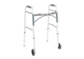 Deluxe Folding Walker, Two Button with 5" Wheels