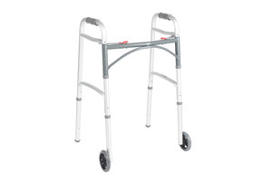 Deluxe Folding Walker, Two Button with 5" Wheels