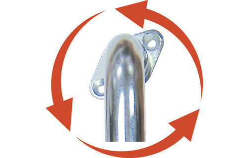 Chrome Knurled Grab Bar with Rotating Flange 16"