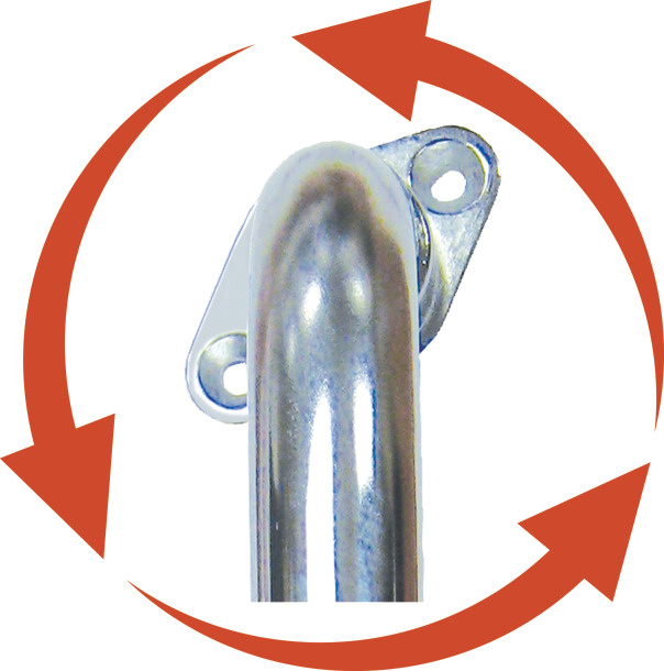 Chrome Knurled Grab Bar with Rotating Flange 16"