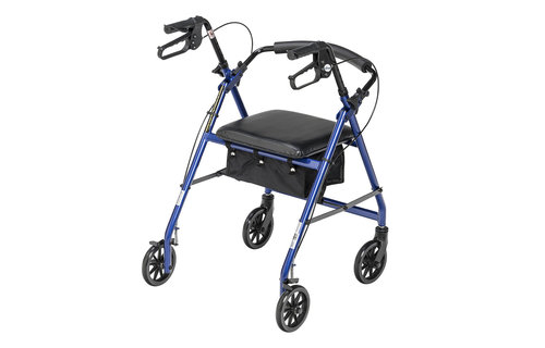 Aluminum Rollator, 7.5" Casters, Blue