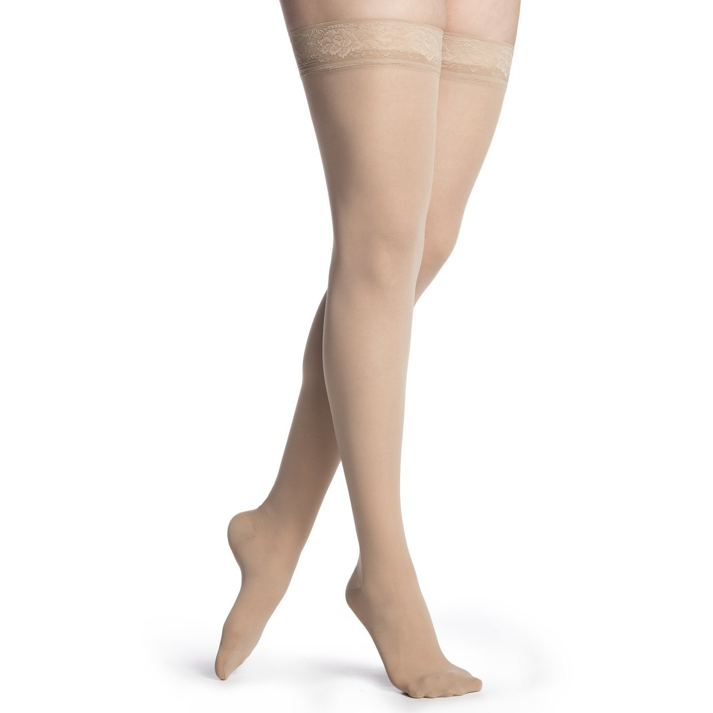 Style Medium Sheer Thigh High For Women 20-30mmHg Beige