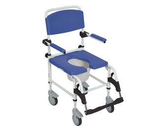 Aluminum Rehab Shower Commode Chair with Four Rear-locking Casters