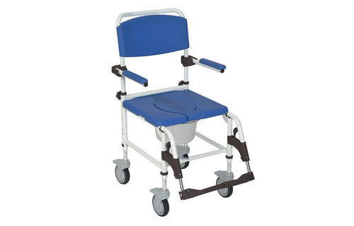 Aluminum Rehab Shower Commode Chair with Four Rear-locking Casters