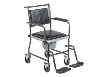 Upholstered Drop Arm Wheeled Commode with Footrests