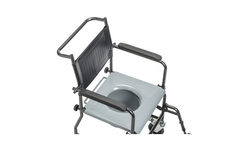 Upholstered Drop Arm Wheeled Commode with Footrests