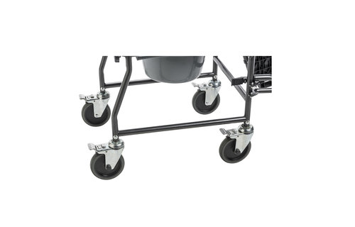 Upholstered Drop Arm Wheeled Commode with Footrests