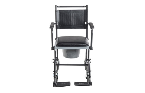 Upholstered Drop Arm Wheeled Commode with Footrests