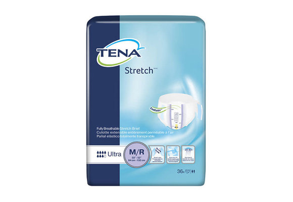 Tena Stretch Brief Ultra Medium/Regular 2/bx 36/bg - Box