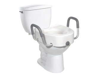 Premium Raised Toilet Seat W/Arms And Lock- Elongated