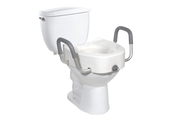Premium Raised Toilet Seat W/Arms And Lock- Elongated