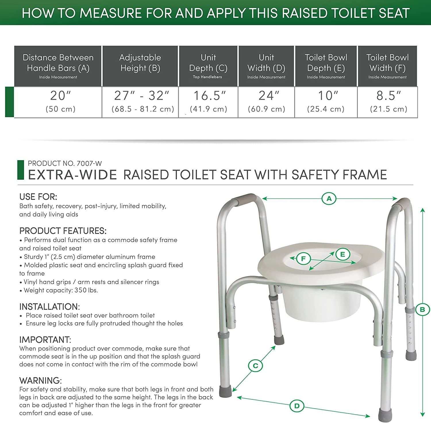 Airway Raised Toilet Seat With Safety Frame
