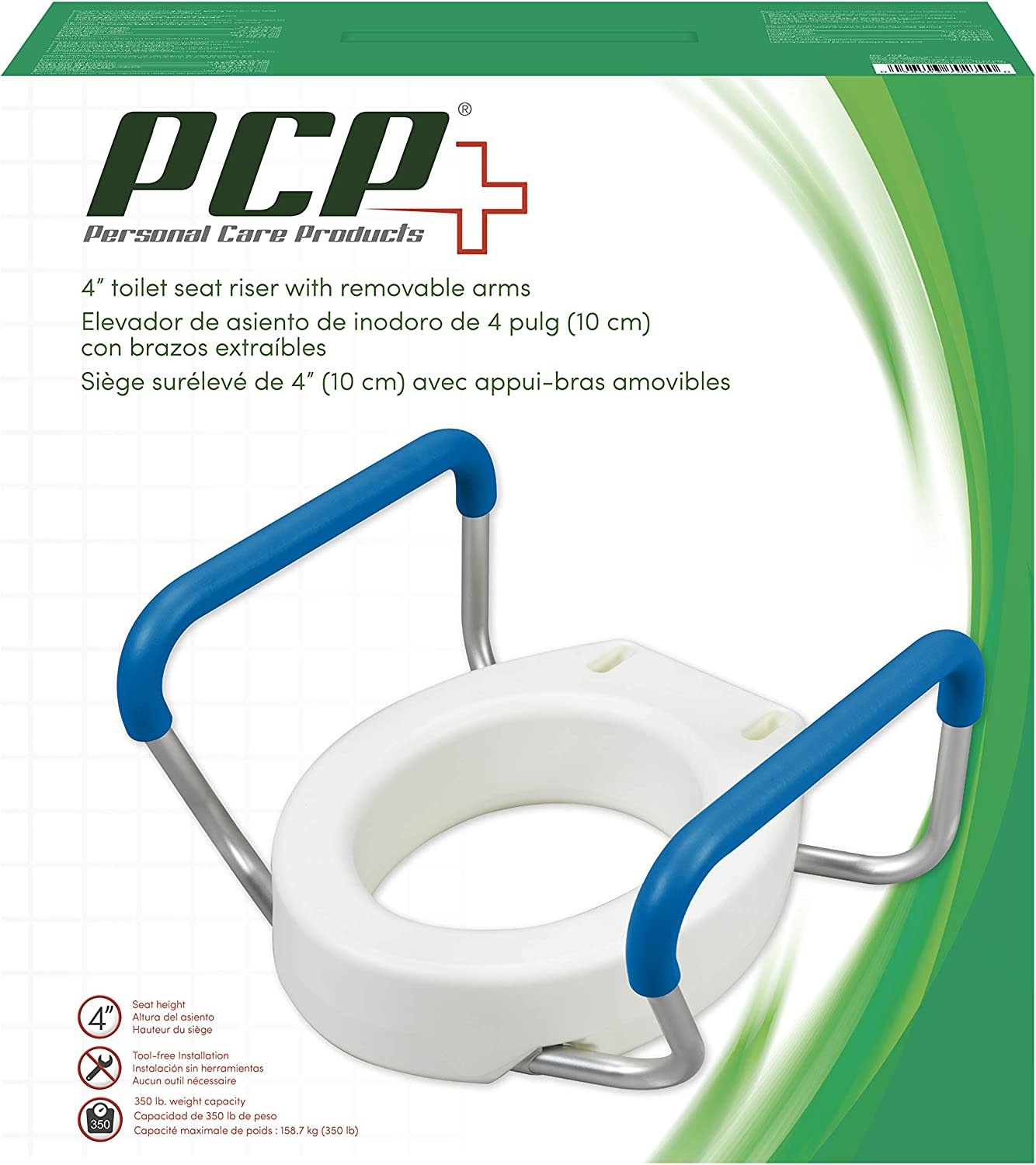 Airway 4” Toilet Seat Riser With Removable Arms