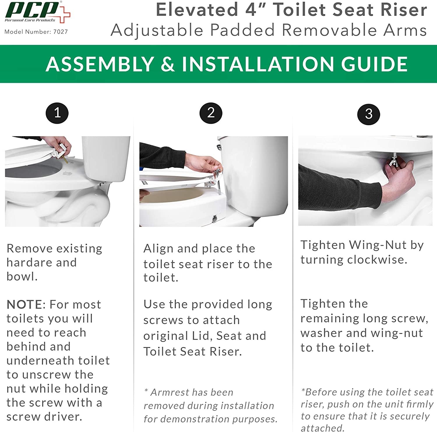 Airway 4” Toilet Seat Riser With Removable Arms