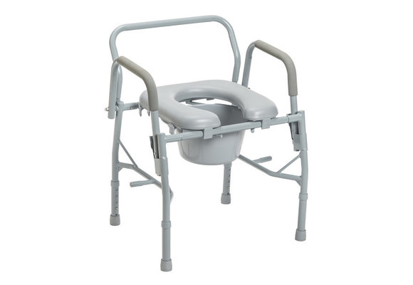 Drive Steel Drop Arm Bedside Commode With Padded Seat & Arms