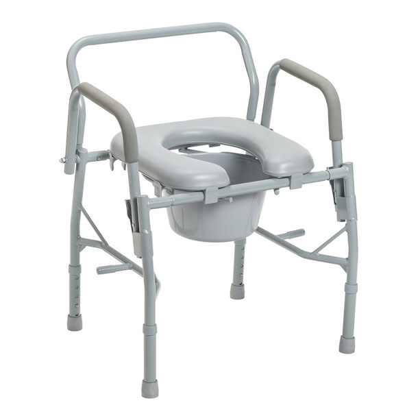 Drive Steel Drop Arm Bedside Commode With Padded Seat & Arms